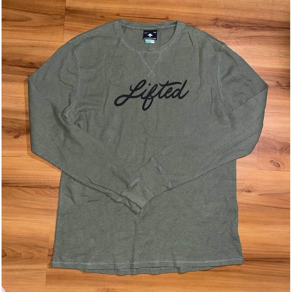 Vintage LRG Lifted Tree House Crewneck Waffle Knit Cotton Longsleeve Shirt
